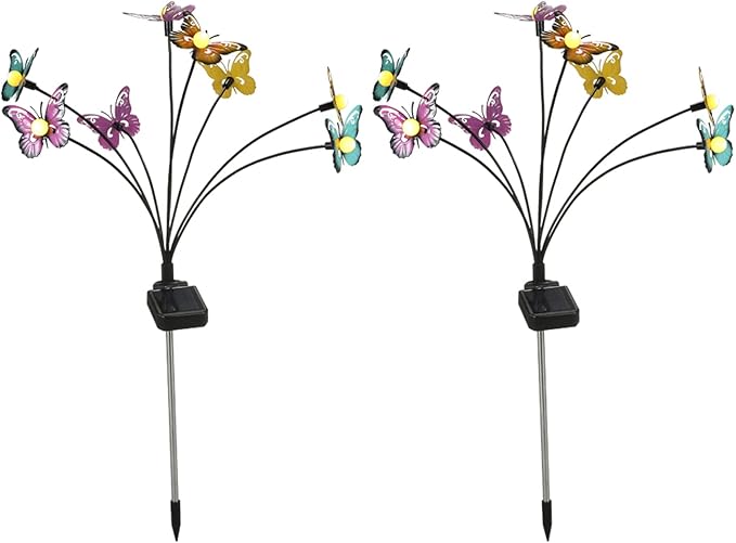 Solar Butterfly Lights Outdoor,2 Pack 8 LED Solar Firefly Lights Waterproof Color Changing Solar Outdoor Lights Butterflies Solar Swaying Lights,Butterfly Decor for Yard Patio Pathway Lawn