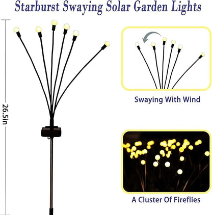 Skeemi Solar Garden Lights – LED Firefly Outdoor Solar Lights, IP65 Waterproof, Swaying “Fireflies” Pathway Lights for Patio Ideal Gift for Women & Grandma (Pack of 12, 96, Heads)