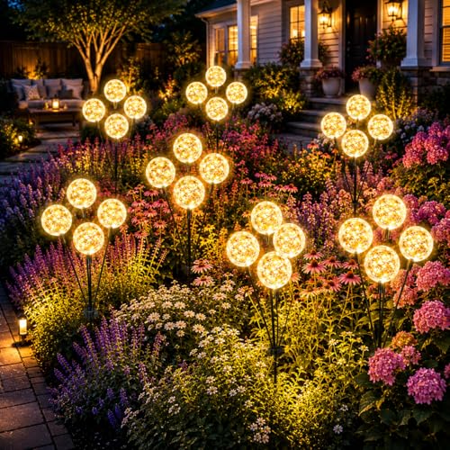vignuto Solar Lights Outdoor Waterproof, 4 Packs, Solar Globe Lights, Garden Decor, Patio Decor, Unique Gifts for Women, Gifts for Grandma