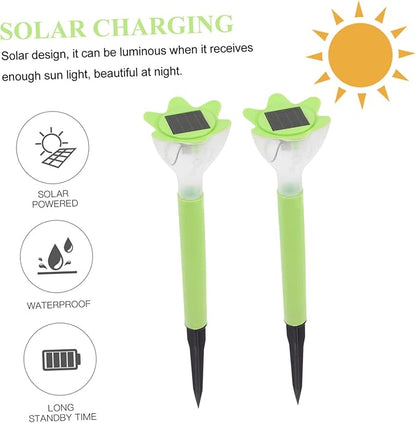DOITOOL 6pcs Solar Flower Lights Led Garden Stakes for Outdoor Decoration Solar Pathway Lights for Lawn and Patio Easy Installation Design