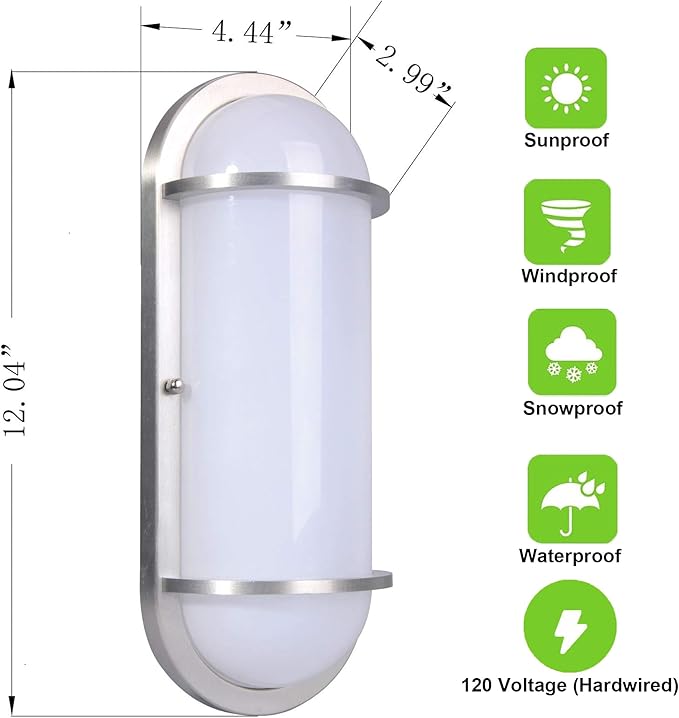 LIT-PaTH LED Bulkhead Light, Exterior Wall Light Fixture, 3000K Warm White, Aluminum, Outside Wall Sconce Lighting | Lumora