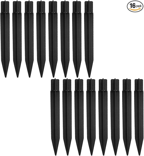16 PCS 8.27 Inch Solar Light Stakes, Black Spikes Plastic Pathway Stakes, LED Light Ground Spikes for Garden | Lumora