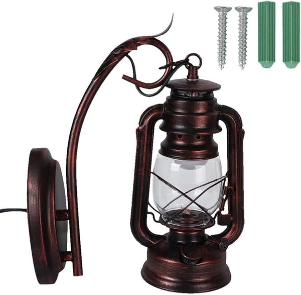 Vintage Wall Lantern Light Lamp Iron Glass High Brightness E27 15x27cm 3W Bulb Indoor Outdoor Corridor Living Room | Lumora