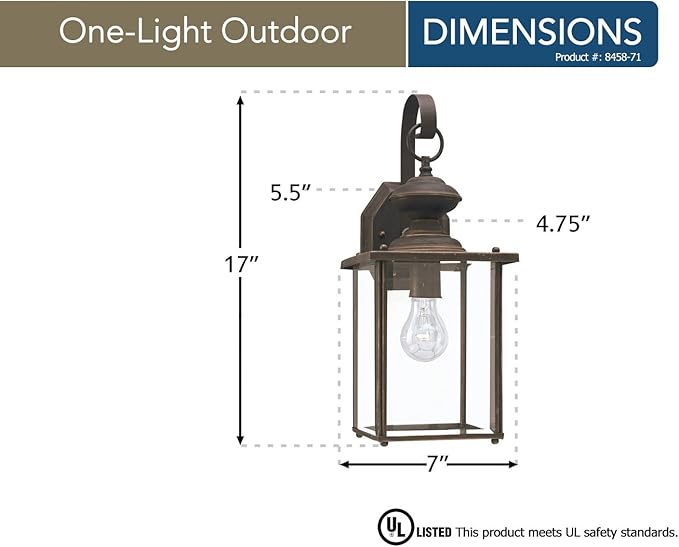 Generation Lighting 8458-71 Jamestowne Transitional One - Light Outdoor Wall Lantern Outside Fixture, Antique | Lumora
