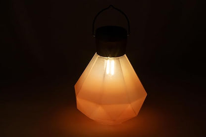 Allsop Gem Light - Outdoor Solar LED Latern - Hand Blown Glass - Waterproof with Easy Hang Frame (Coral)