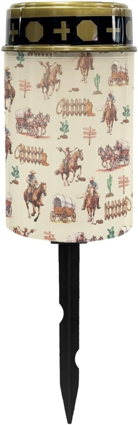 Solar Lights Outdoor Garden Lights Waterproof Solar Pathway Lights Landscape Decorative Lighting for Yard Patio Home Western Cowboy Horse Solar Lantern Wall Lights Auto On/Off