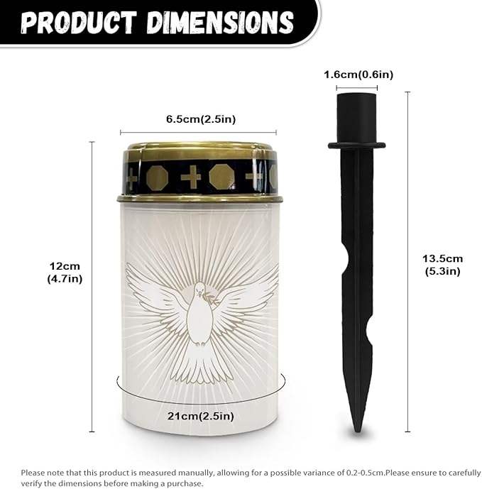 Poceacles Solar Lights Waterproof Garden Lights Cemetery Outdoor Stake Automatic Lantern for Cemetery Grave Decoration, Dove of Peace Pattern