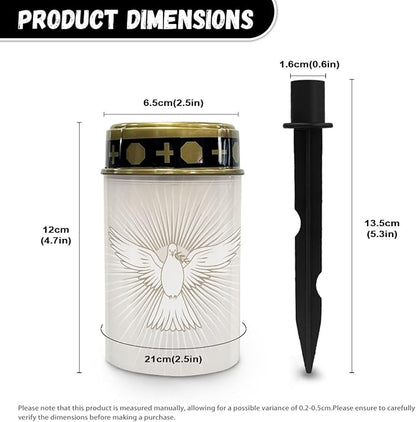Poceacles Solar Lights Waterproof Garden Lights Cemetery Outdoor Stake Automatic Lantern for Cemetery Grave Decoration, Dove of Peace Pattern, Pack of 4