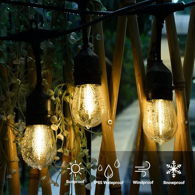 Outdoor String Lights LED 100FT Commercial Grade Heavy Duty Light String Lights with 30 Sockets 32 Shatterproof | Lumora
