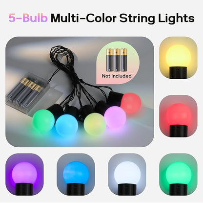 Battery Operated String Lights for Marquee Light Up Letters Numbers LED 5-Bulb Colorful Indoor Outdoor Light Bulbs Bedroom Wall Chrismas Decor Wedding Birthday Party Decorations