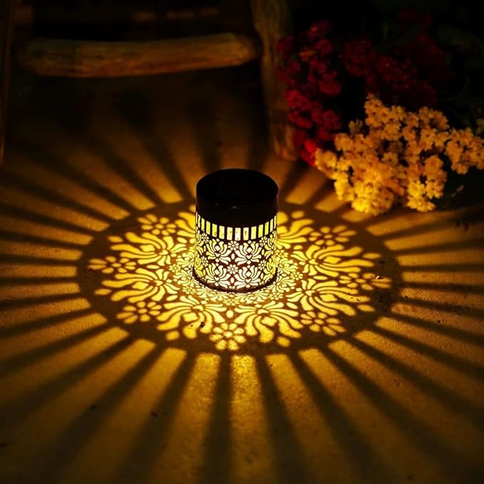 Decorative Solar Mandala Lights, Solar Mandala Lights Outdoor, Metal Solar Powered Outdoor Deck Step Wall Lights for Garden Post Patio Backyard Yard Decor (Monochrome)