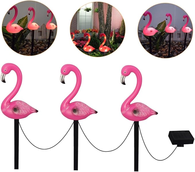 NUOBESTY Flamingo Solar Garden Lights Outdoor Stake Decorative Lighting for Patio and Walkway Unique Led Landscape Decor Way