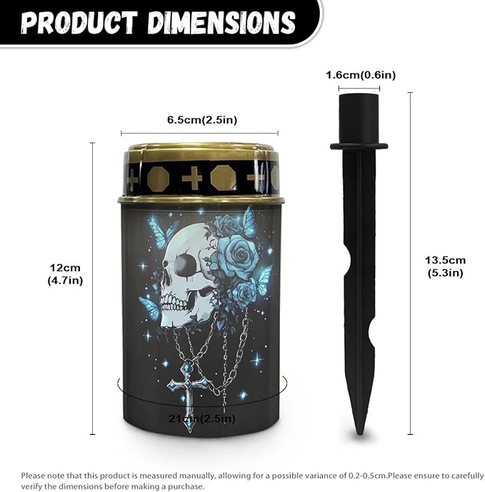 Skull Cross Solar Garden Stake Lights Solar Lights Outdoor Garden for Cemetery Grave Decorations, Memorial Gift, Christmas Yard Art, Sympathy Gifts