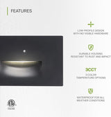 ASD LED Recessed Step Light Fixture, Dusk to Dawn Outdoor Stair Tread Lighting | 3CCT, Photocell, Waterproof, ETL | Lumora