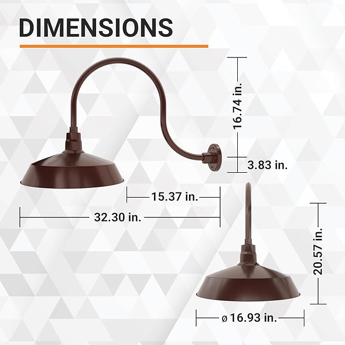17in. Architectural Bronze Outdoor Gooseneck Barn Light Fixture With 24in. Long Extension Arm - Wall Sconce | Lumora