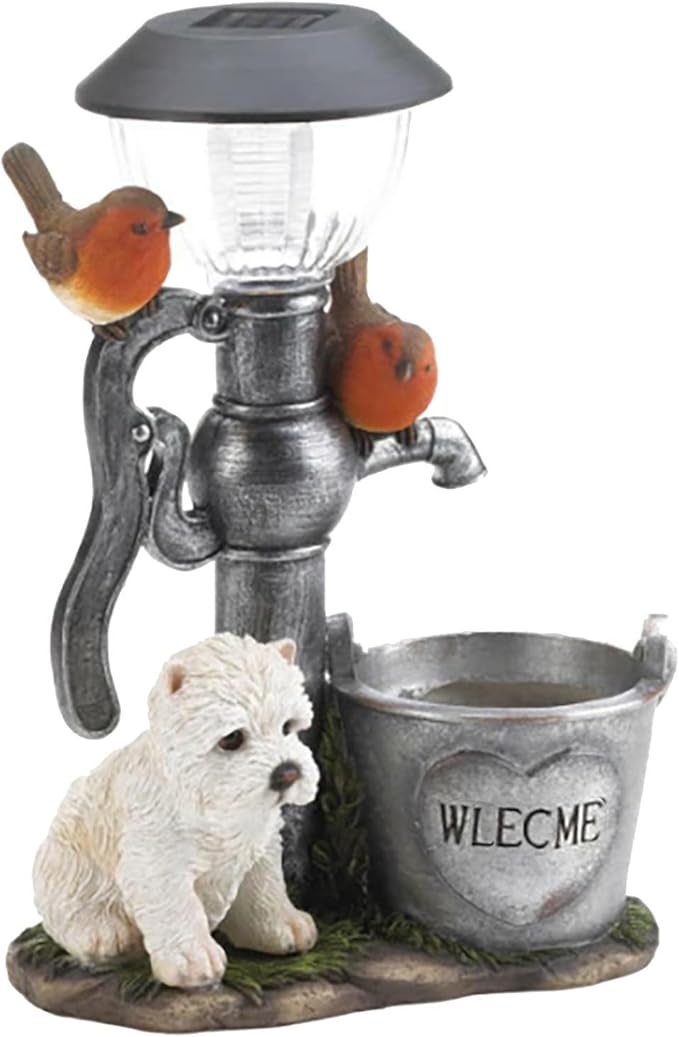 Solar Outdoor Lights, Puppy and Bird Garden Lights, Resin Decorative Lights for Yard, Pathways, Solar Spot Lights Outdoor, Security Lights, Cute Stuff