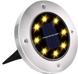 Solar Ground Lights, Solar Ground Lights Stainless Steel Outdoor 8 LED Solar Disk Lights， IP 65 Waterproof for Yard | Lumora