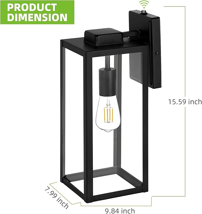 hykolity Large Outdoor Wall Light, 16 Inch Lantern, Dusk to Dawn Exterior Waterproof Sconce, Anti-Rust Mounted | Lumora