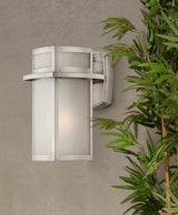 Possini Euro Design Delevan Modern Outdoor Wall Light Fixture Brushed Nickel Steel 11 1/4" Frosted Seedy Glass Damp | Lumora