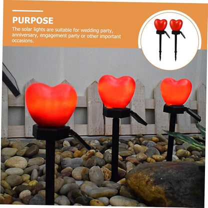 DOITOOL 2pcs Heart-Shaped Solar Pathway Lights Outdoor Garden Stake Lamps for Romantic Decor Material for Lawn Lighting