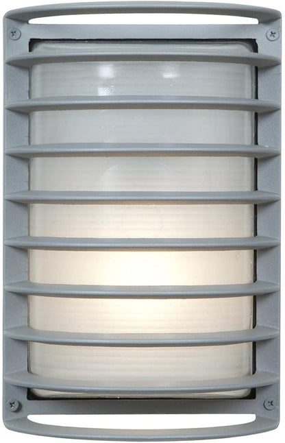 Bermuda - Outdoor Rubbed Bulkhead Wall Light - 11"H - Satin Finish - Ribbed Frosted Glass Shade