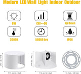 Kawell 8W Modern LED Wall Sconce Light Up Down Waterproof Outdoor Wall Lamp Indoor Hardwired for Bedroom Bathroom | Lumora
