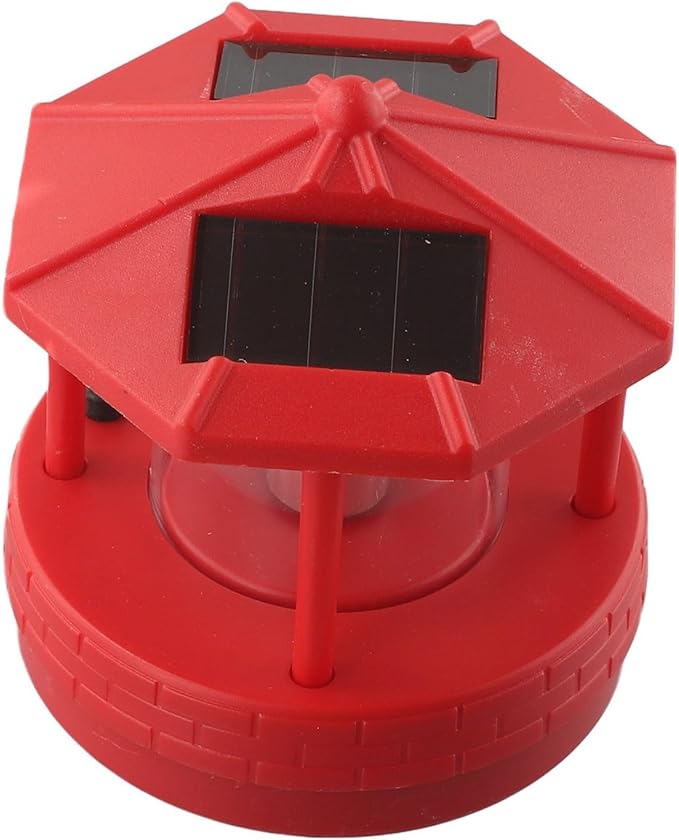 JurwheeR LED Solar Powered Lighthouse, 360 Degree Rotating Lamp IP65 Waterproof LED Solar Lighthouse Landscape Path Lights Garden Yard Outdoor Decor(Red), D21GY288OP822P78MRTZ18