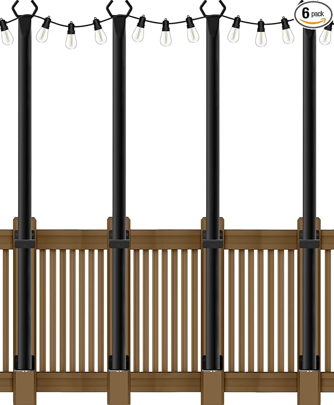 4 Pack 5Ft String Light Poles,Light Poles for Outside String Lights,Outdoor Light Poles with Fork,Metal Pole Stand | Lumora