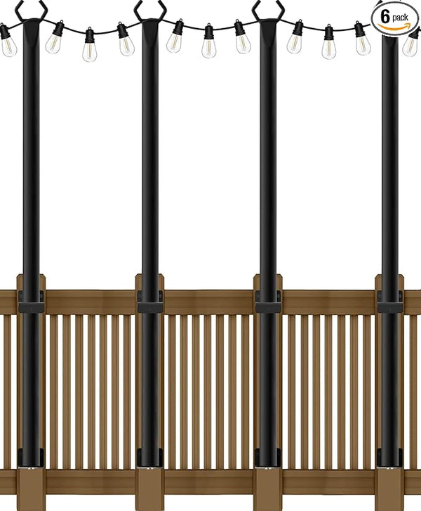 4 Pack 5Ft String Light Poles,Light Poles for Outside String Lights,Outdoor Light Poles with Fork,Metal Pole Stand | Lumora