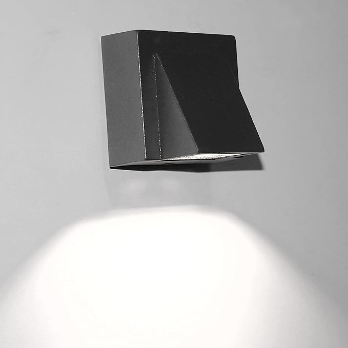 3W LED Outdoor Exterior Wall Step Down Light Fixture Lamp Black Finish Cool White | Lumora