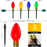 SUNSGNE C9 Christmas Pathway Lights, 7Ft Outdoor Stake with 4 Jumbo Multicolor LED Bulbs, Connectable Marker for | Lumora