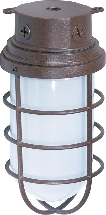 Nuvo Lighting SF76/627 Industrial Style Large Heavy Duty Aluminum Durable Outdoor Close to Ceiling Porch and Patio Light with Frosted Glass, Old Bronze