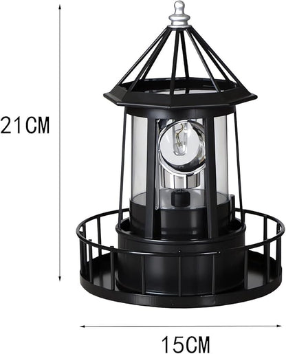 Solar Lighthouse Rotating Light - 360 Degree Light Houses Lamp For Yard, IP65 Waterproof Durable Lighthouse Lamps Towers Statue Lights For Outdoor Garden Pathway Patio (Black -Large - Style B)