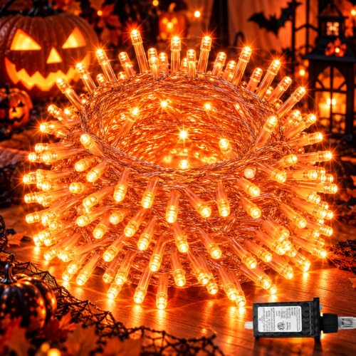 Connectable 240 LED Orange Halloween Lights, String Lights Indoor Outdoor