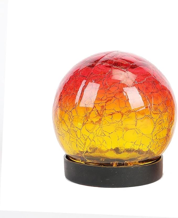 Cracked Glass Outdoor Solar Lights Landscape Garden Ball Lights, Garden Solar Ball Lights Waterproof (Red, 12cm)