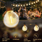 96FT(48×2) 2-Pack LED Outdoor String Lights with 24+2 Plastic Shatterproof Bulbs, Outdoor Waterproof, Festoon | Lumora