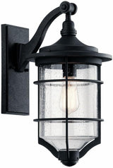 Kichler Royal Marine 18.25" 1 Light Outdoor Wall Light with Clear Seeded Glass in Distressed Black | Lumora