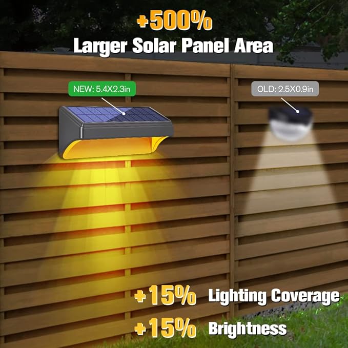 Bridika Solar Fence Lights, 8 Pack Plus Size, Warm & RGB Color Changing, Outdoor Waterproof, 100 Lumen, 8 Specific | Lumora