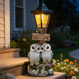 Outdoor Garden Owl Statue with Solar Lights, Owl Figure with Welcoming Sign,for Outdoor Landscapes, Courtyards | Lumora