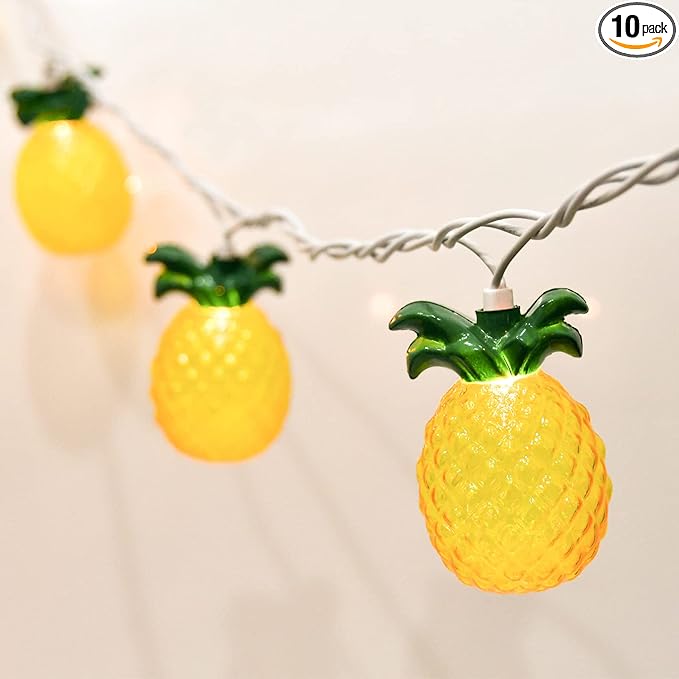 SUNSGNE Pineapple String Lights, Outdoor String Light with 10 Pineapples, Outdoor Indoor Party Lights, Summer Patio String Lights, Pineapple String Mini Incandescent Light, Hawaiian Themed Lights