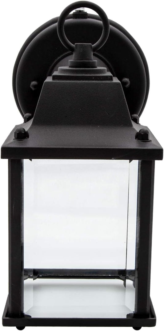 Maxxima LED Porch Lantern Outdoor Wall Light - Features Clear Glass, 3000K Warm White, 650 Lumens, Dusk to Dawn Photocell Light Sensor, Patio or Porch Sconce Fixture for Exterior Lighting - Black