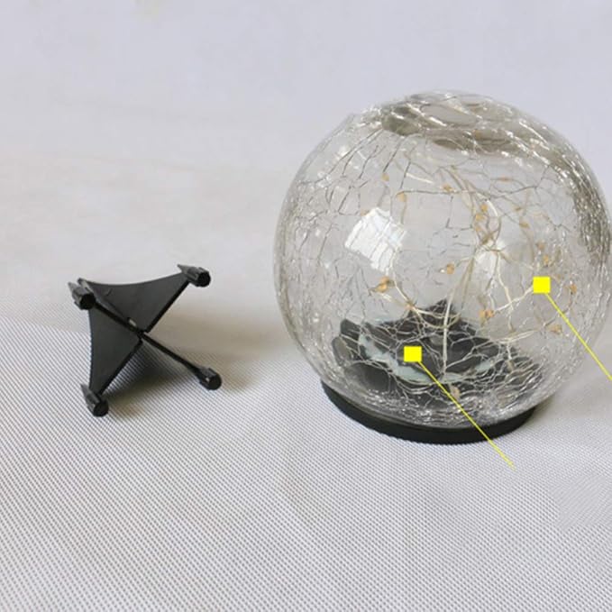 Uonlytech Cracked Glass Ball Lights Solar Gazing Ball Light 3.94 Inch Outdoor for Garden Pool Yard Pathway Patio Decor