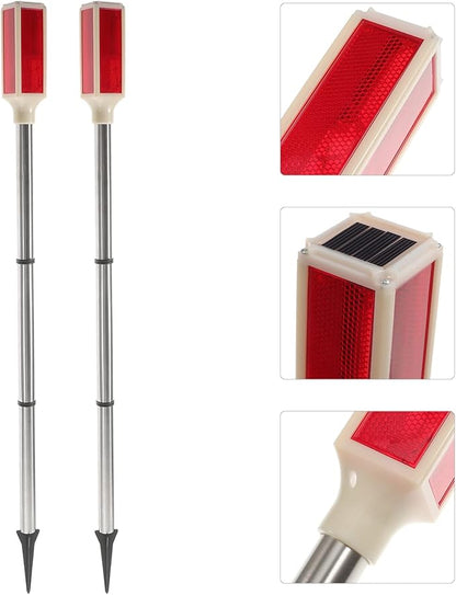 Uonlytech 2Pcs Solar Warning Landscape Lighting Solar Driveway Markers Driveway Markers Light Strobe
