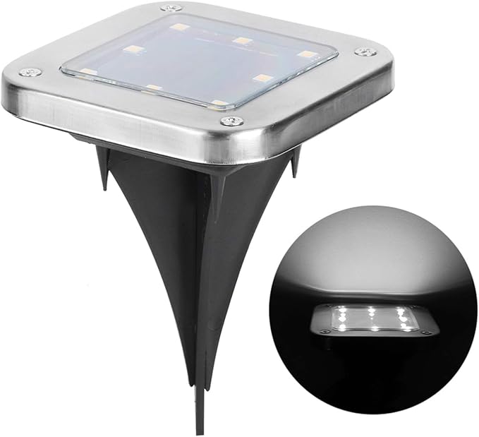 4pcs 8LED Solar Buried, Underground Lamp Outdoor Pathway, Solar Lawn Lights with Stainless Steel, ABS and PP | Lumora