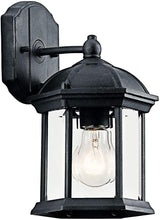 Kichler Barrie 10.25" 1 Light Outdoor Wall Light with Clear Beveled Glass in Black | Lumora
