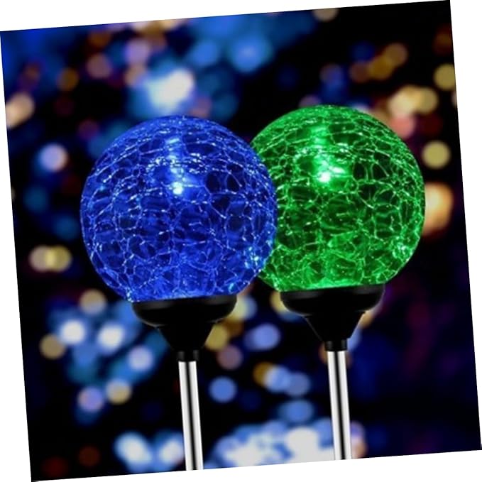 Solar Glass Ball Stake Light Color Changing Led Garden Light Outdoor Plug Lamp for Pathways Yards Patios and Events