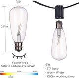 10Ft Outdoor String Lights Waterproof with 10 ST40 E17 Edison Replacement Lights Bulbs, Vintage Patio String Lights | Lumora