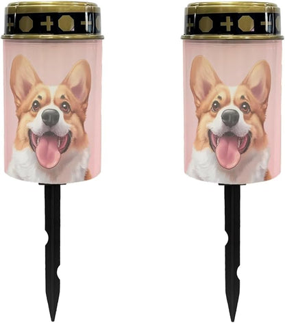 Cemetery Solar Lights for Grave Cute Dog Solar Memorial Lights for Pet Graves Set of 2 Waterproof Outdoor Solar Lights Grave Decorations for Cemetery Grave Lamp Garden Yard Decor
