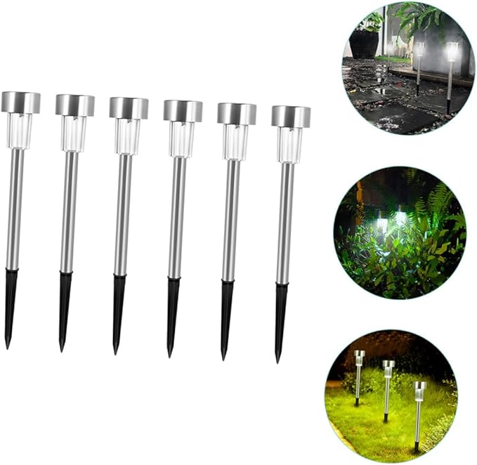 SUPVOX 6pcs Garden Lights Waterproof Outdoor Pathway Lamps for Lawn Decoration Solar Lighting Adjustable Brightness for Driveways and Patios