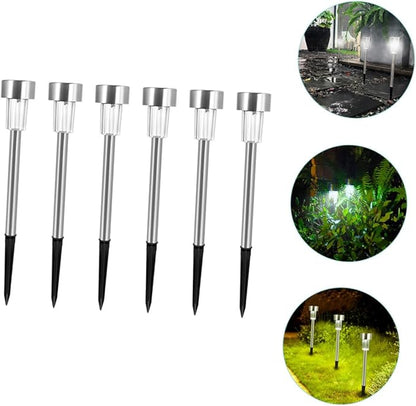 SUPVOX 6pcs Garden Lights Waterproof Outdoor Pathway Lamps for Lawn Decoration Solar Lighting Adjustable Brightness for Driveways and Patios